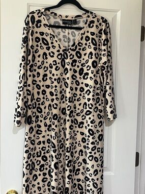 Attitudes by Renee Beige and Black Leopard-Print Midi Dress